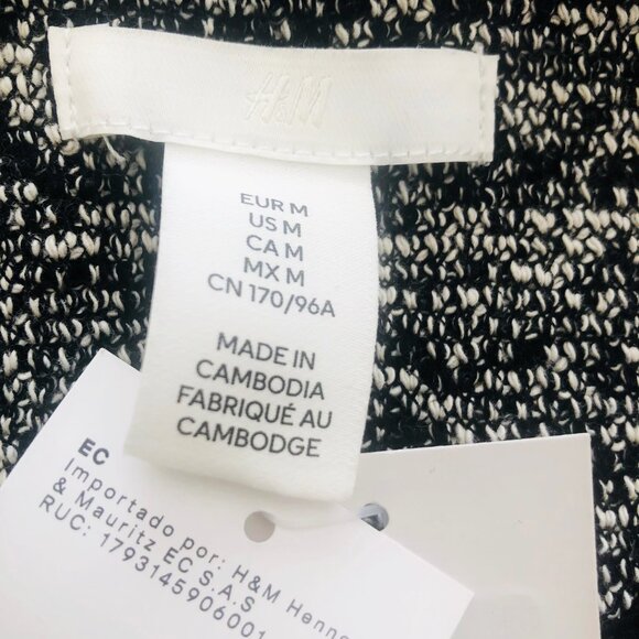 H&M Collarless Gold Buttons Long Sleeve Gray Short Blazer NEW with Tag Size M - Picture 6 of 6